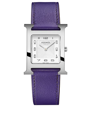 Medium Heure H Stainless Steel Leather Strap Watch