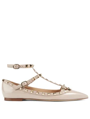 Rockstud Patent Leather Caged Ballet Flats