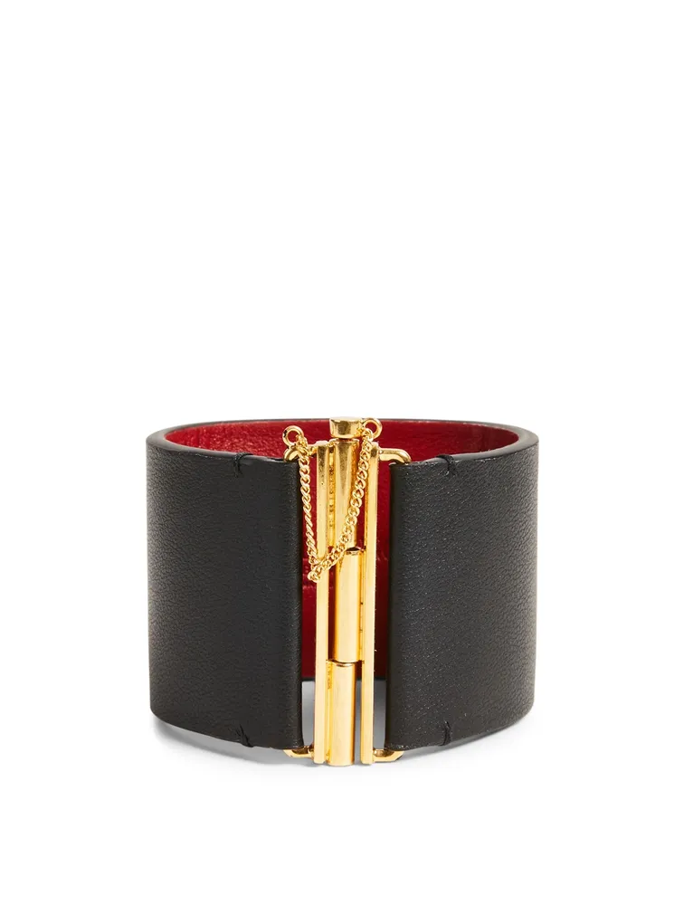 VLogo Leather Cuff Bracelet