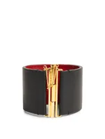 VLogo Leather Cuff Bracelet