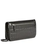 BB Phone Croc-Embossed Leather Chain Bag