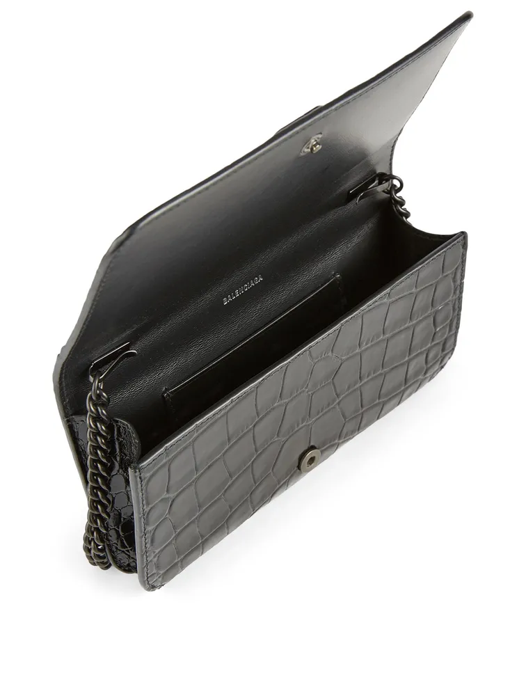 BB Phone Croc-Embossed Leather Chain Bag