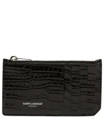 Fragment Zipped Croc-Embossed Leather Card Holder