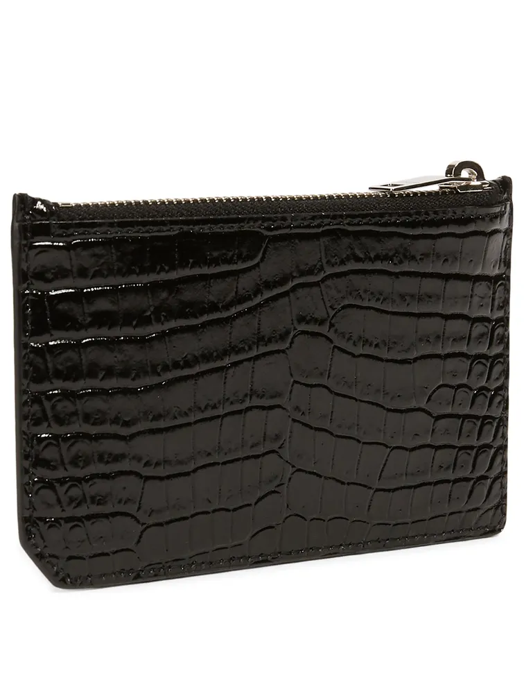 Fragment Zipped Croc-Embossed Leather Card Holder