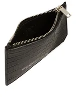 Fragment Zipped Croc-Embossed Leather Card Holder