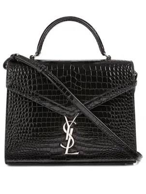 Medium Cassandra YSL Monogram Croc-Embossed Leather Bag
