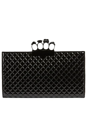 Patent Leather Four-Ring Box Clutch Bag