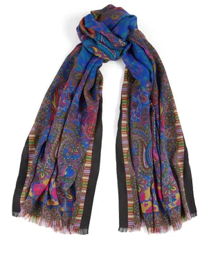 Shaal-Nur Wool And Silk Scarf In Paisley Print