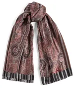 Wool And Silk Scarf Shaal-Nur In Geometric Paisley Print