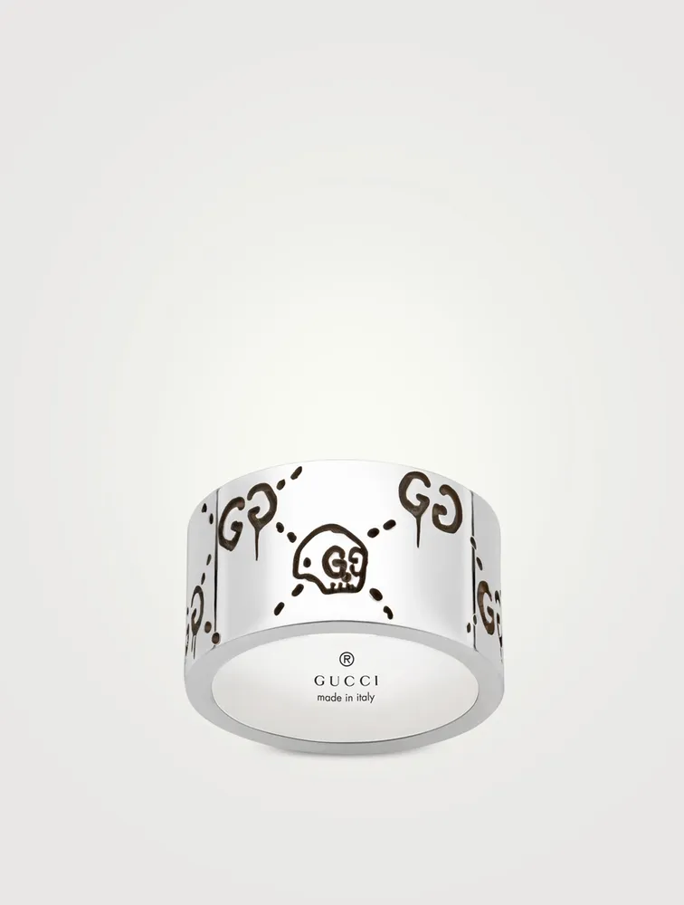 GucciGhost Wide Sterling Silver Ring | Yorkdale Mall
