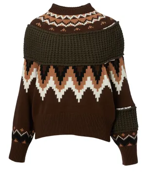 Wool-Blend Sweater Fair Isle Print
