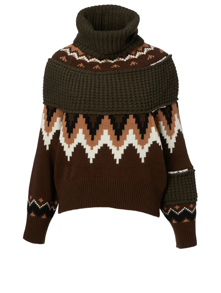 Wool-Blend Sweater Fair Isle Print