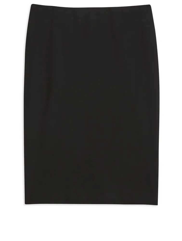 Wool Stretch Pencil Skirt