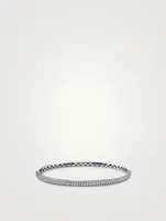 18K Gold Three Row Bangle Bracelet With Diamonds