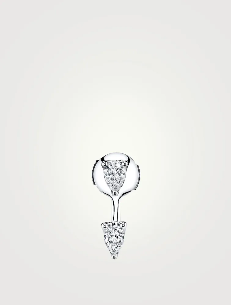 18K White Gold Pear Diamond Orbit Earring