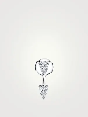 18K White Gold Pear Diamond Orbit Earring