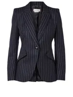 Wool Blazer Pinstripe Print