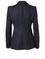 Wool Blazer Pinstripe Print