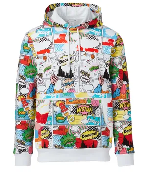 Cotton Hoodie Comic Print