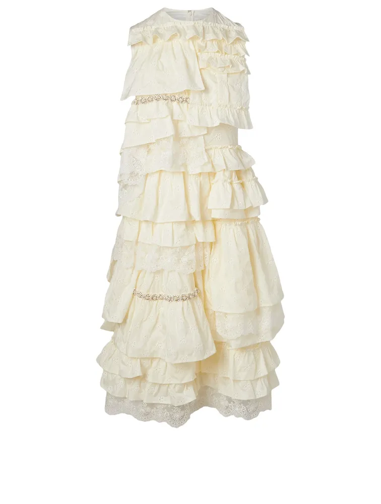 4 Moncler Simone Rocha Ruffle Midi Dress