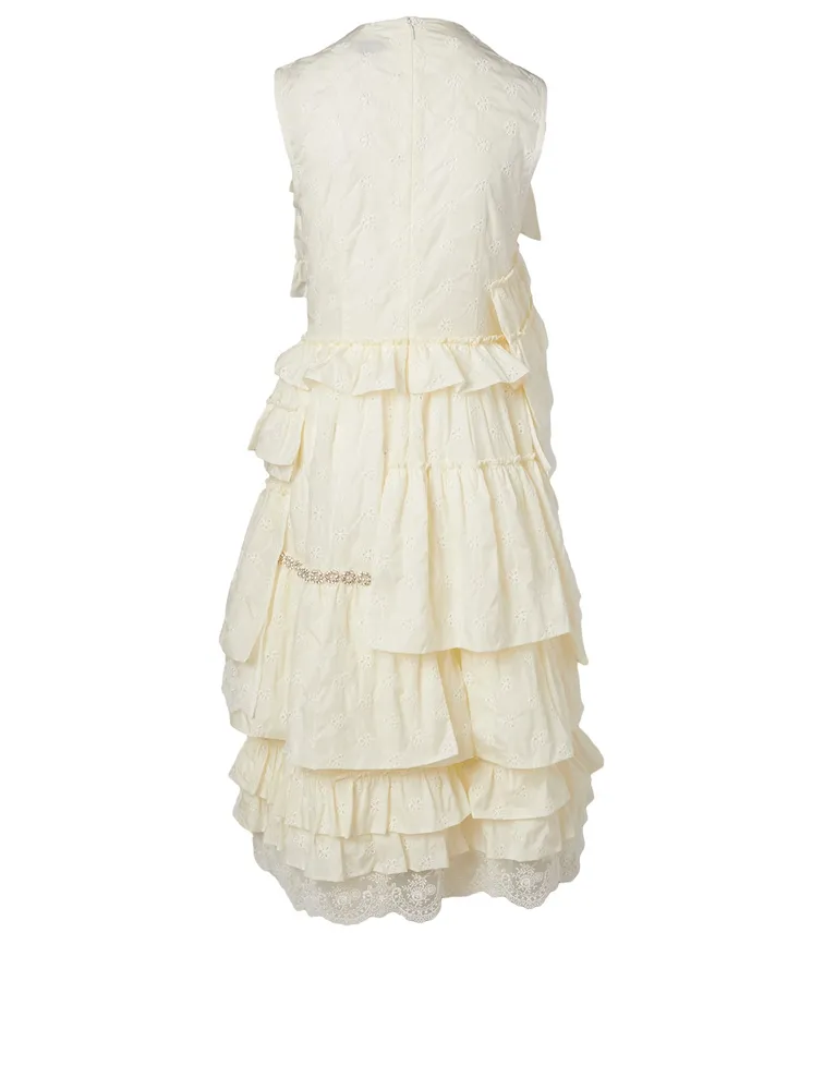 4 Moncler Simone Rocha Ruffle Midi Dress