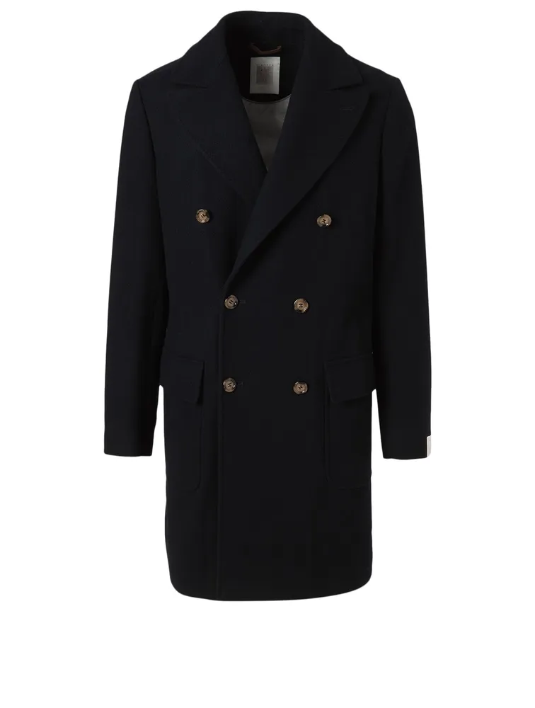 Cashmere Double-Breasted Coat With Shearling Collar