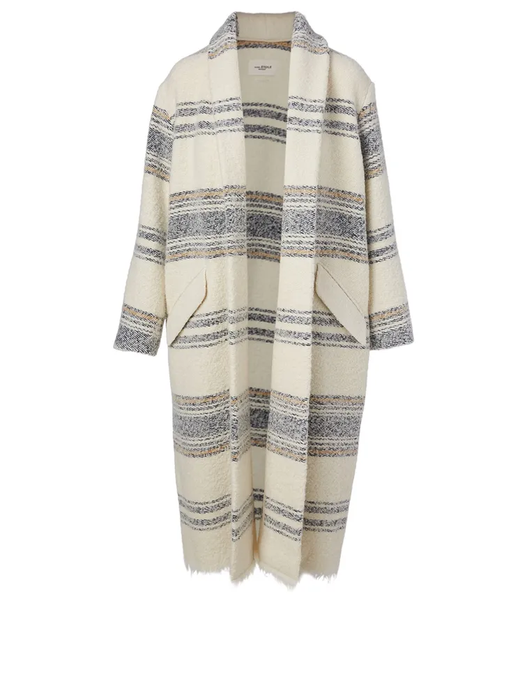 Faby Wool-Blend Midi Coat Stripe Print