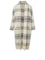 Faby Wool-Blend Midi Coat Stripe Print