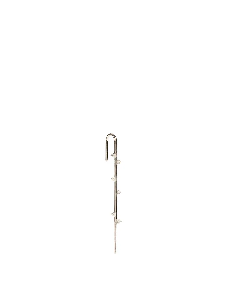 Amoret 18K White Gold Ear Pin With Diamonds