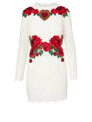 Long-Sleeve Lace Dress With Embroidery