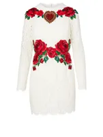 Long-Sleeve Lace Dress With Embroidery