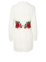 Long-Sleeve Lace Dress With Embroidery