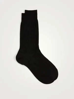 Mabledon Mid-Calf 2 X 2 Ribbed Merino Wool Socks