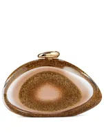 Ariel Gold Glitter Plexiglass Clutch