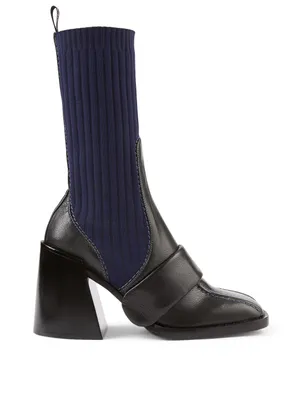 Bea Half-Sock Leather Heeled Boots