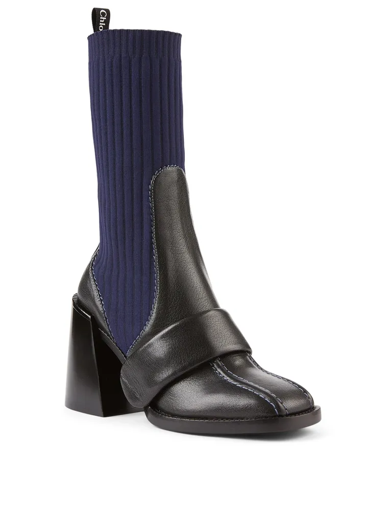 Bea Half-Sock Leather Heeled Boots