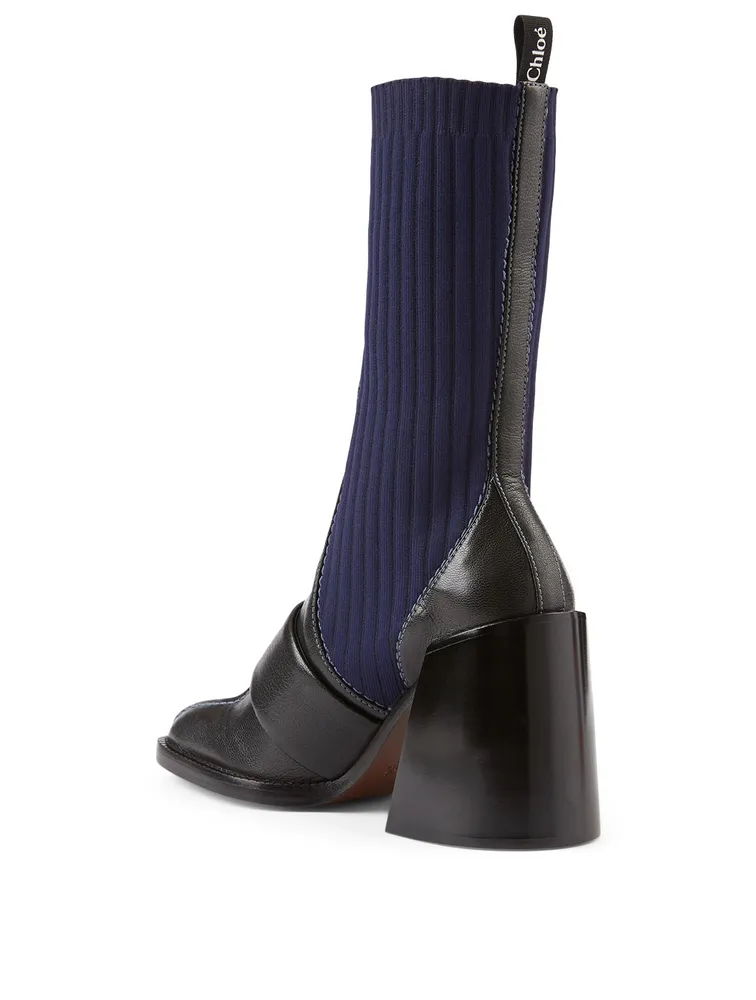 Bea Half-Sock Leather Heeled Boots