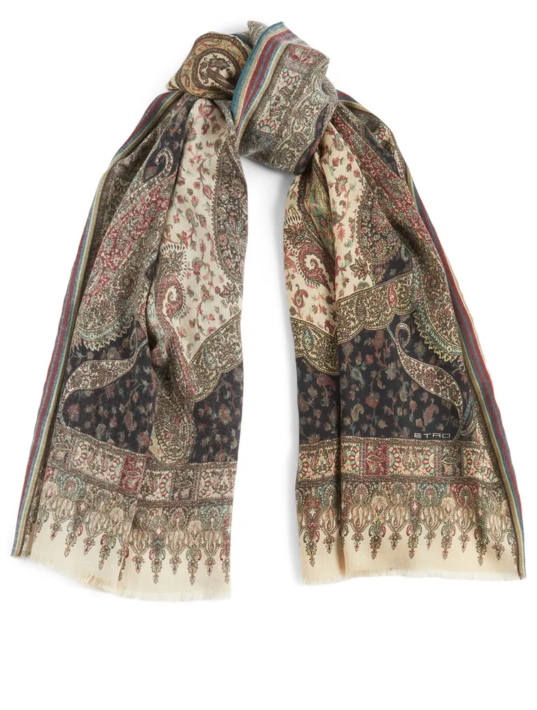 Delhy Cashmere And Silk Scarf In Paisley Print