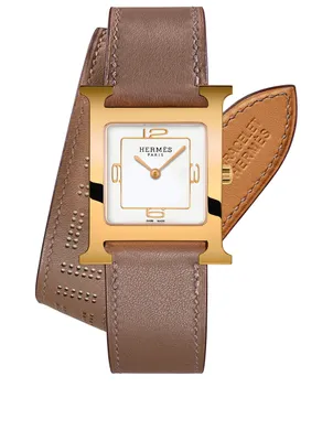 Heure H MM Double Tour Leather Strap Watch, 26 x 26mm