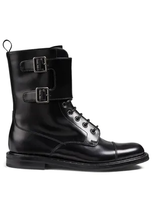 Stefy Leather Double Monk-Strap Combat Boots