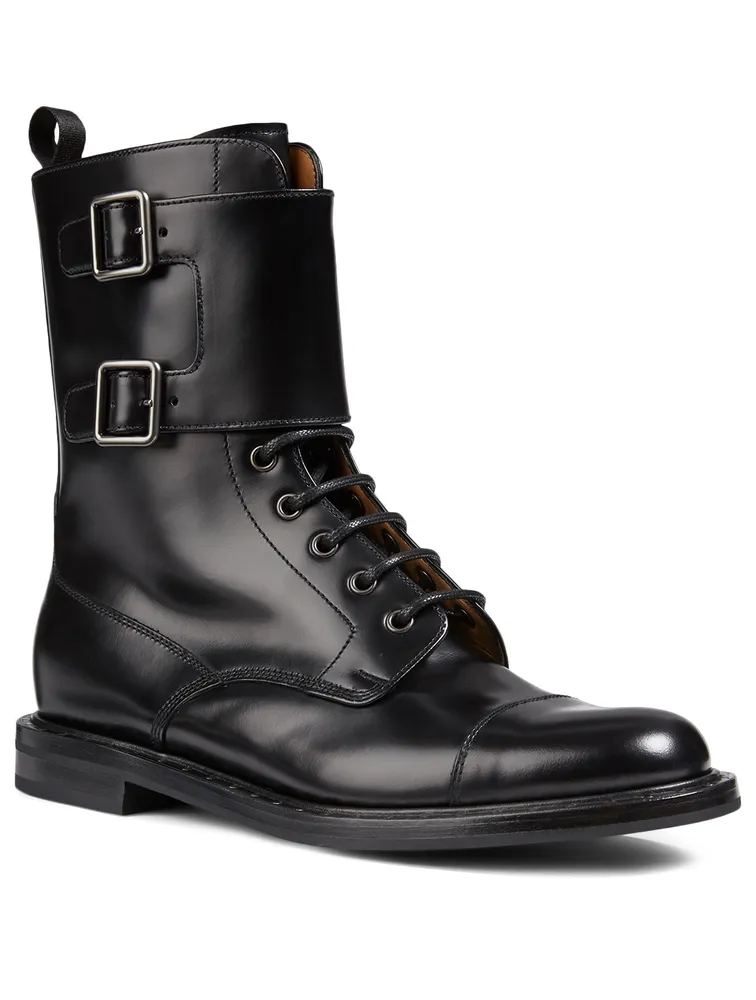 Stefy Leather Double Monk-Strap Combat Boots