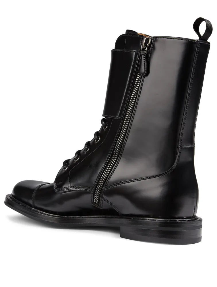 Stefy Leather Double Monk-Strap Combat Boots