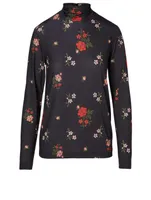 Long-Sleeve Turtleneck Floral Print