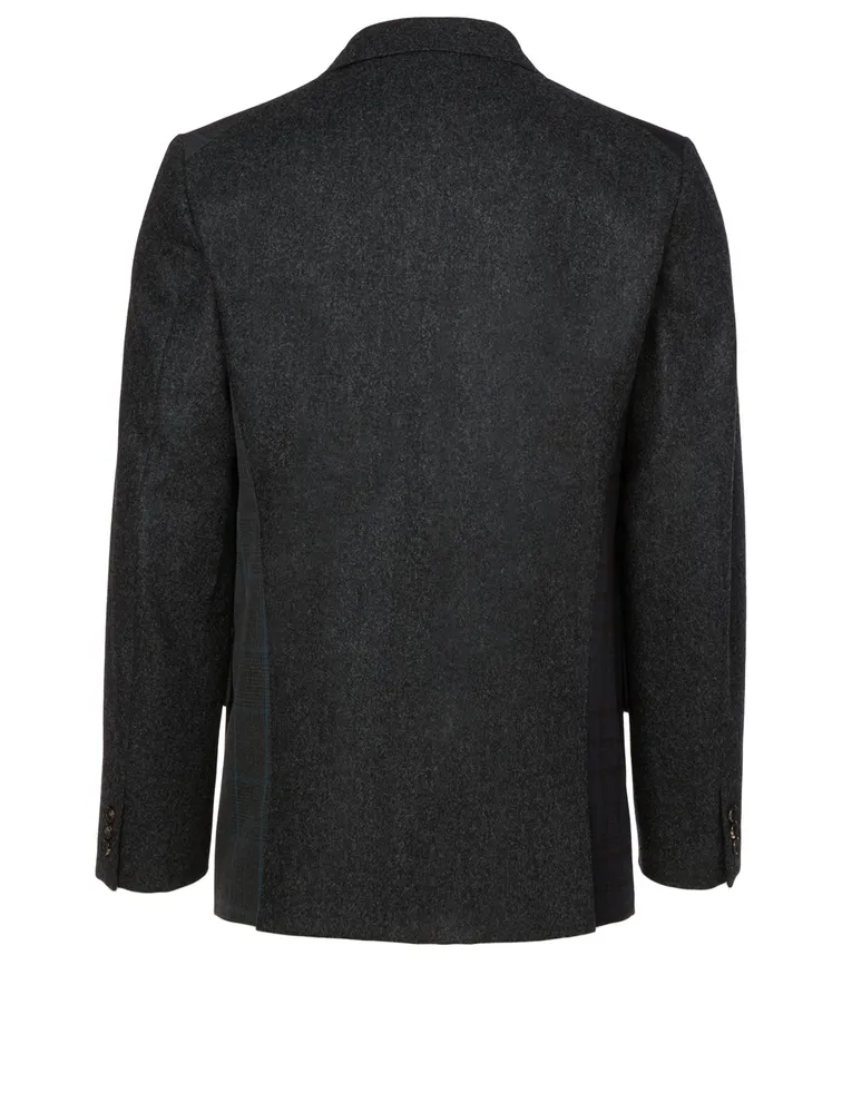 Wool-Blend Jacket Mix Check Print