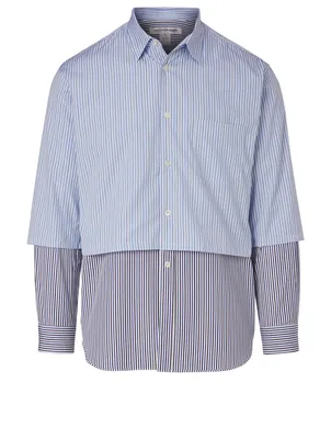 Cotton Overlay Shirt Stripe Print