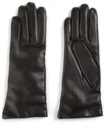 Two-Button Leather Gloves With Cashmere Lining