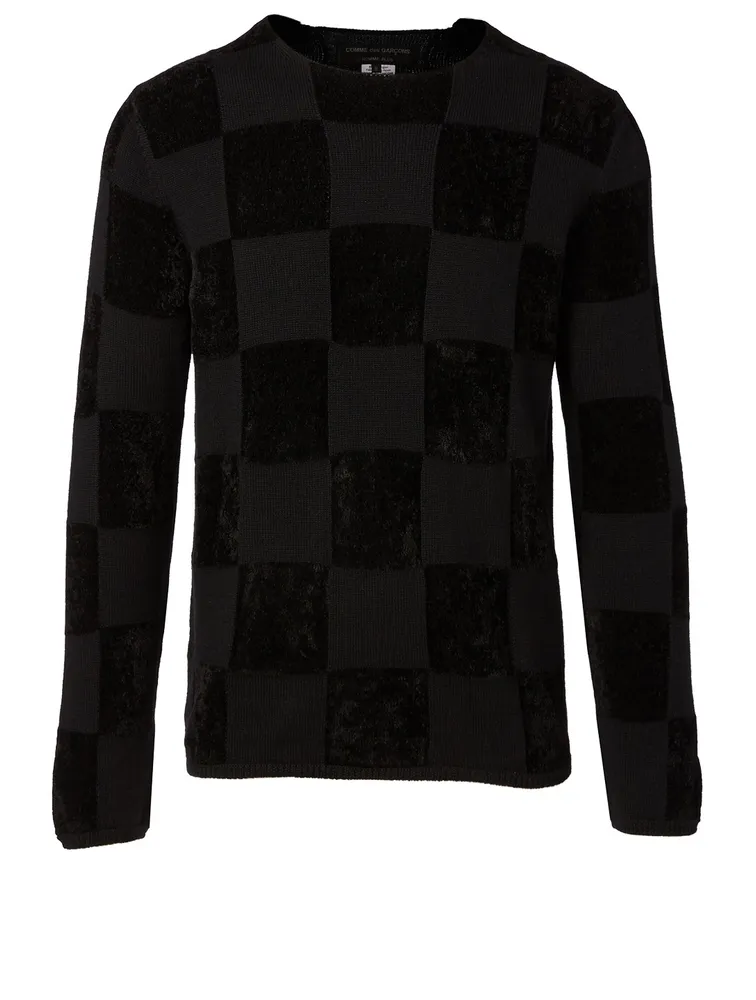 Wool-Blend Sweater In Check Print