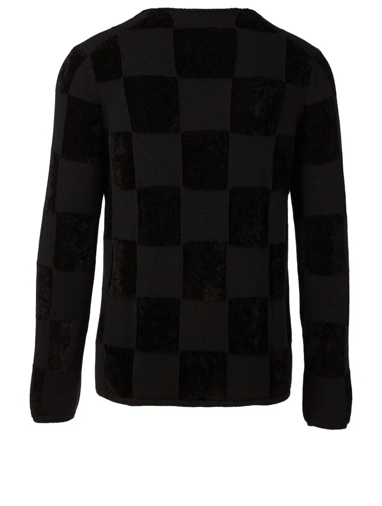 Wool-Blend Sweater In Check Print