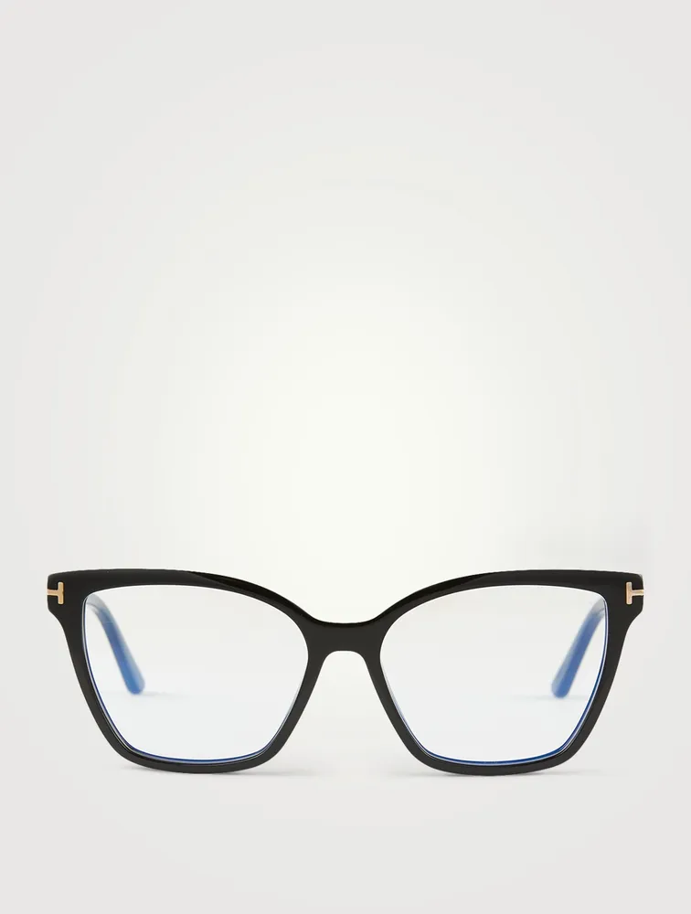 Square Optical Glasses With Blue Block And Clip-On Sunglass Lenses