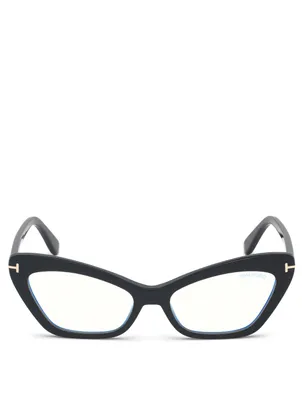 Cat Eye Optical Glasses With Blue Block And Clip-On Sunglass Lenses